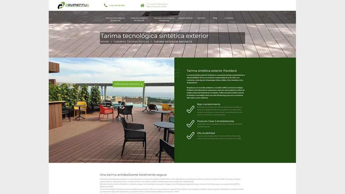 Imatge gràfica, web i posicionament SEO per a Pavimentus